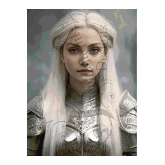 Afbeeldingen van Vrouwelijke ridder met wit haar - Diamond painting - Josephiena.nl - DP-026