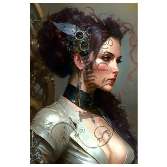Afbeeldingen van Steampunk vrouw met veer - Diamond painting - Josephiena.nl - DP-068