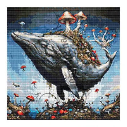 Afbeeldingen van Walvis met paddenstoelen - Diamond painting - Josephiena.nl - DP-091