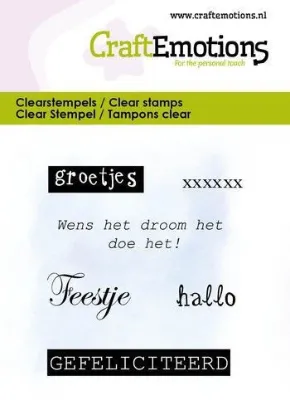 Afbeeldingen van CraftEmotions clearstamps 6x7cm - Groetjes -tekst NL