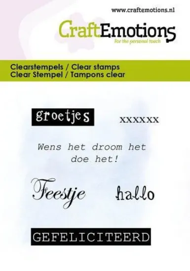 Afbeeldingen van CraftEmotions clearstamps 6x7cm - Groetjes -tekst NL