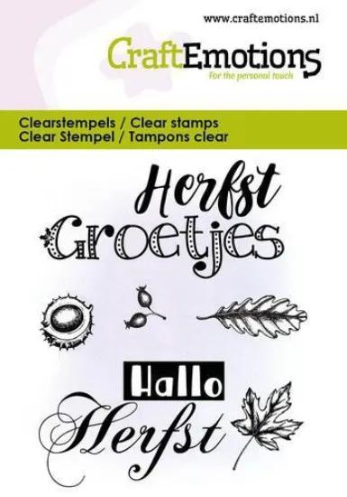 Afbeeldingen van CraftEmotions clearstamps 6x7cm - Herfst groetjes - tekst NL