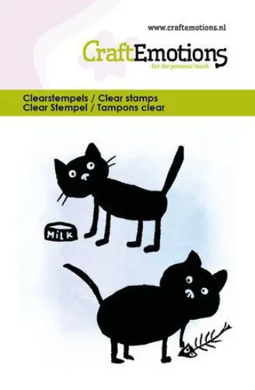Afbeeldingen van CraftEmotions clearstamps 6x7cm - Kitty & fish
