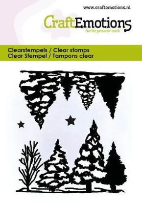 Afbeeldingen van CraftEmotions clearstamps 6x7cm - Landschap bomen en sterren