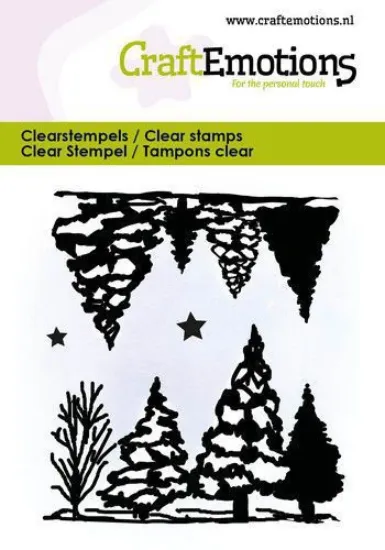 Afbeeldingen van CraftEmotions clearstamps 6x7cm - Landschap bomen en sterren