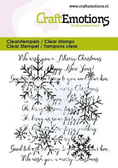 Afbeeldingen van CraftEmotions clearstamps 6x7cm - Tekst en sneeuwvlokken