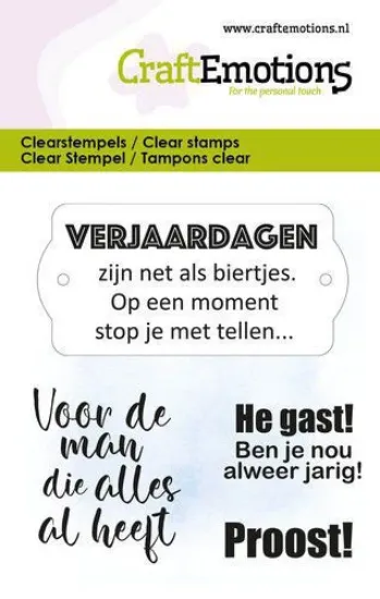 Afbeeldingen van CraftEmotions clearstamps 6x7cm - Tekst Proost NL