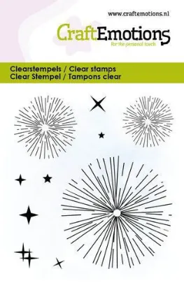 Afbeeldingen van CraftEmotions clearstamps 6x7cm - Vuurwerk met sterren