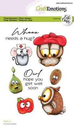 Afbeeldingen van CraftEmotions clearstamps A6 - Owls 1 Carla Creaties