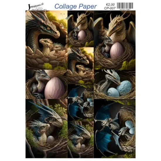 Afbeeldingen van Draak met eieren - Josephiena's collagepapier - CP-007