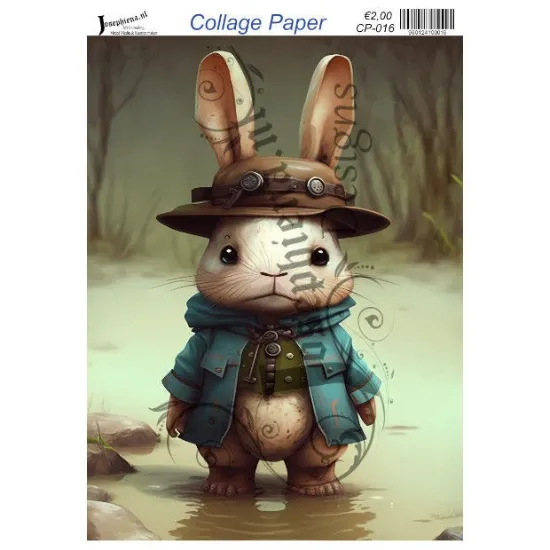 Afbeeldingen van Konijn in het moeras - Josephiena's collage paper - CP-016