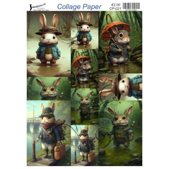 Afbeeldingen van Konijn in moeras #6 - Josephiena's collage paper - CP-021