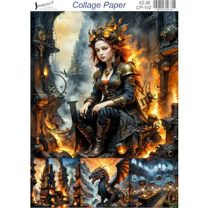 Afbeeldingen van Steampunk Dragon 1 - Josephiena's collage paper - CP-110