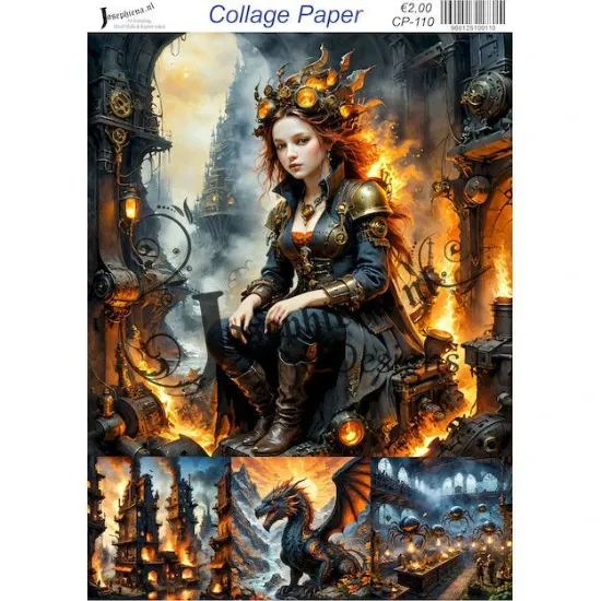 Afbeeldingen van Steampunk Dragon 1 - Josephiena's collage paper - CP-110