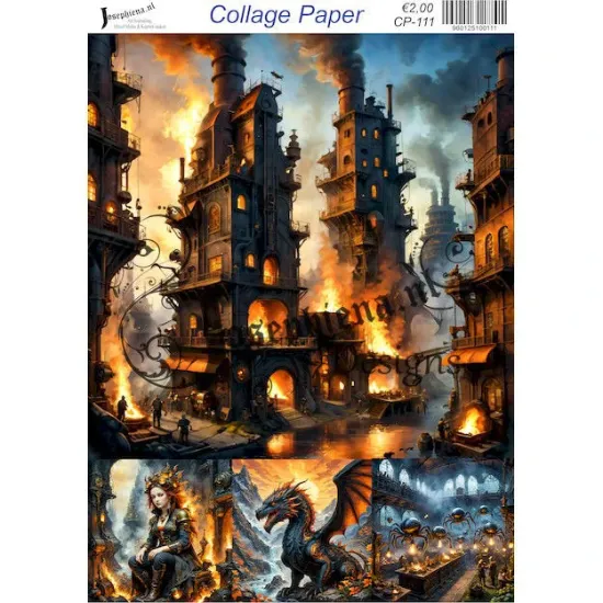 Afbeeldingen van Steampunk Dragon 2 - Josephiena's collage paper - CP-111