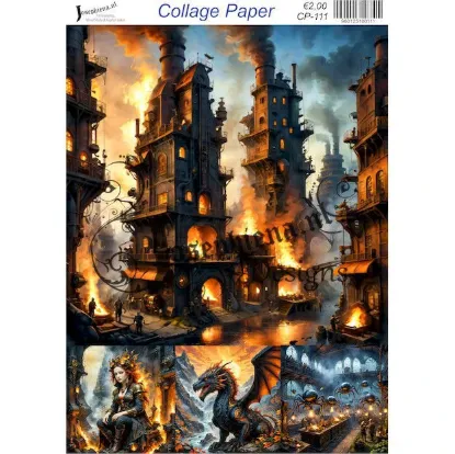 Afbeeldingen van Steampunk Dragon 3 - Josephiena's collage paper - CP-112