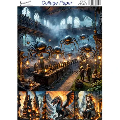 Afbeeldingen van Steampunk Dragon 4 - Josephiena's collage paper - CP-113