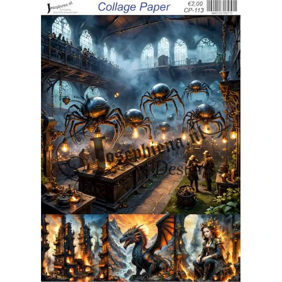 Afbeeldingen van Steampunk Dragon 4 - Josephiena's collage paper - CP-113