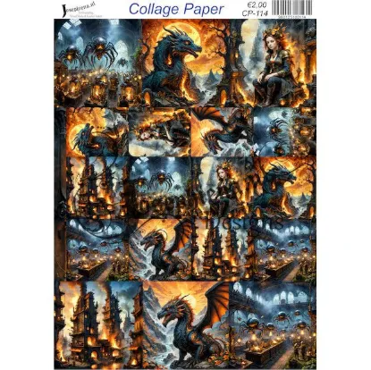 Afbeeldingen van Steampunk Dragon 5 - Josephiena's collage paper - CP-114