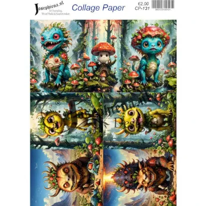 Afbeeldingen van Strawberry monster 10 - Josephiena's collage paper - CP-131