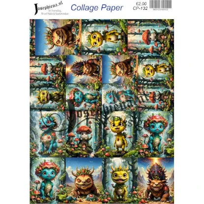 Afbeeldingen van Strawberry monster 11 - Josephiena's collage paper - CP-132