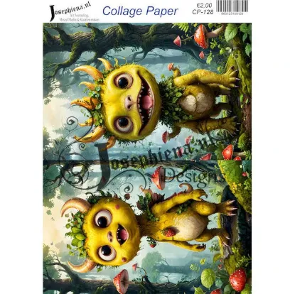 Afbeeldingen van Strawberry monster 7 - Josephiena's collage paper - CP-128