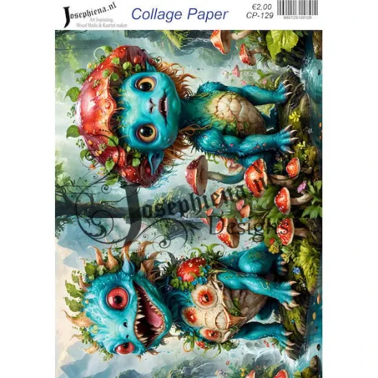 Afbeeldingen van Strawberry monster 8 - Josephiena's collage paper - CP-129