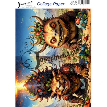 Afbeeldingen van Strawberry monster 9 - Josephiena's collage paper - CP-130