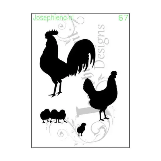 Afbeeldingen van Familie kip - Stencil van Josephiena`s - A6S067