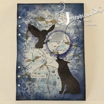 Afbeeldingen van Huilende wolf - stencil - A6S054