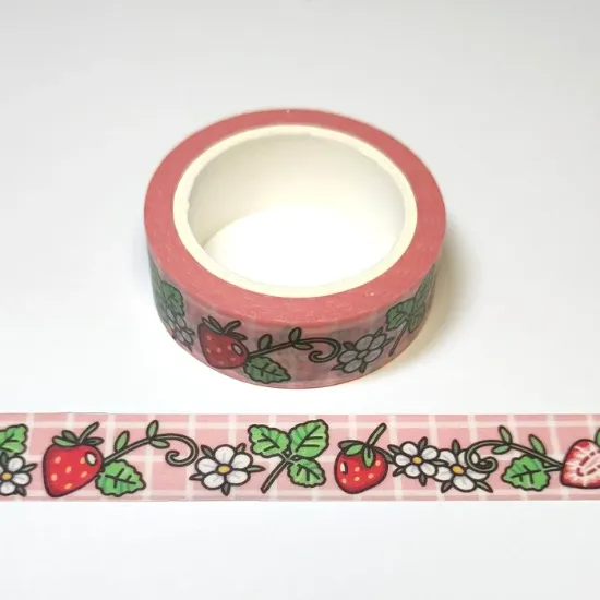 Afbeeldingen van Gummiapans Washi tape- Aardbeien