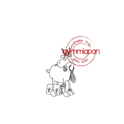 Afbeeldingen van Rendier met een stropdas  - stempel  - Gummiapan