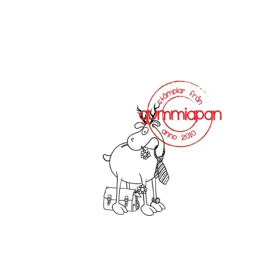 Afbeeldingen van Rendier met een stropdas  - stempel  - Gummiapan