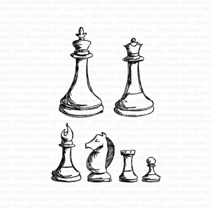 Afbeeldingen van Schaakstukken - stempel - Gummiapan