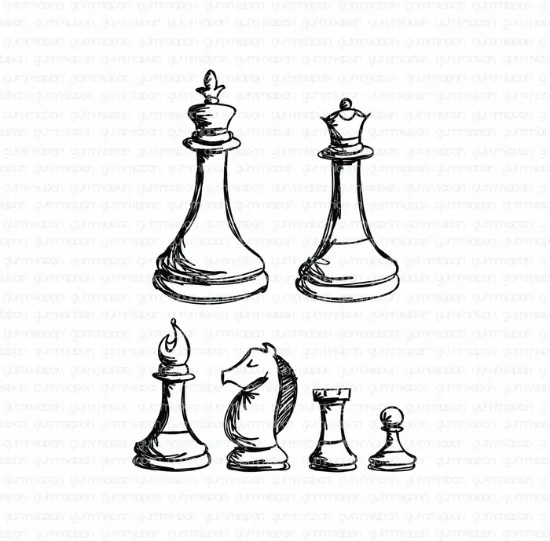 Afbeeldingen van Schaakstukken - stempel - Gummiapan