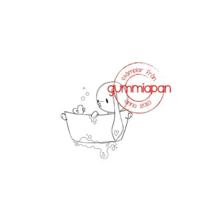 Afbeeldingen van Miku neemt een bad - stempel - Gummiapan