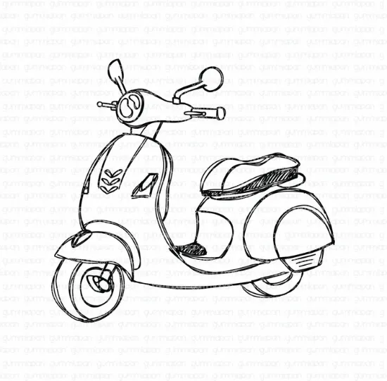 Afbeeldingen van Doodled Scooter - stempel - Gummiapan