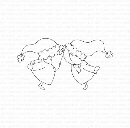 Afbeeldingen van Kussende kabouters - stempel - Gummiapan