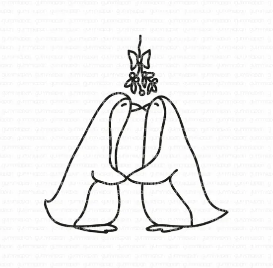 Afbeeldingen van Pinguïns onder een maretak - stempel - Gummiapan