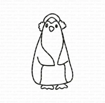Afbeeldingen van Pinguïn met oorkappen - stempel - Gummiapan