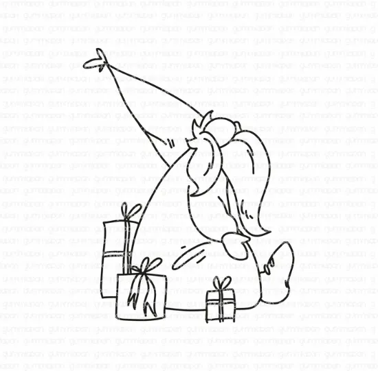 Afbeeldingen van Kerstman met kerstcadeaus - stempel - Gummiapan