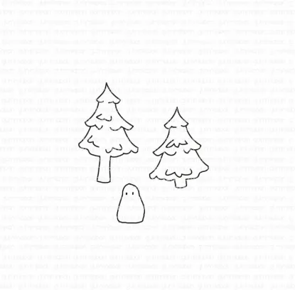 Afbeeldingen van Mini kerstbomen en Ben - stempel - Gummiapan