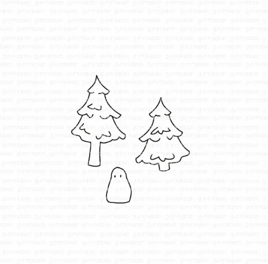 Afbeeldingen van Mini kerstbomen en Ben - stempel - Gummiapan