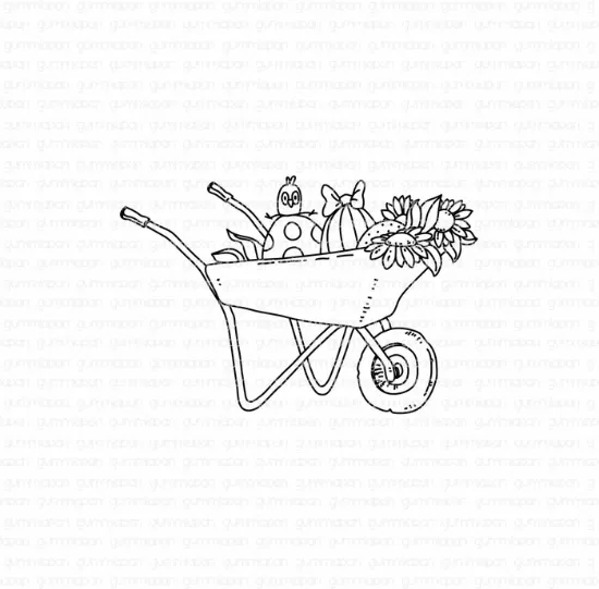 Afbeeldingen van Verfraaide Kruiwagen - stempel - Gummiapan