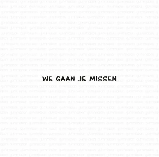 Afbeeldingen van We gaan je missen - tekst-stempel - Gummiapan
