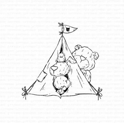 Afbeeldingen van Camping With Friends - stempel - Gummiapan - 23100103