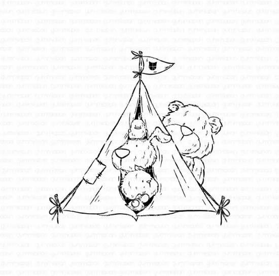 Afbeeldingen van Camping With Friends - stempel - Gummiapan - 23100103