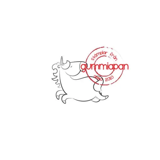 Afbeeldingen van Stuiterende Eenhoorn -stempel met stans - Gummiapan - (normaal €10,00)