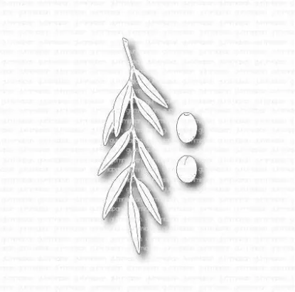 Afbeeldingen van Olijftak met Olijven - stans - Gummiapan