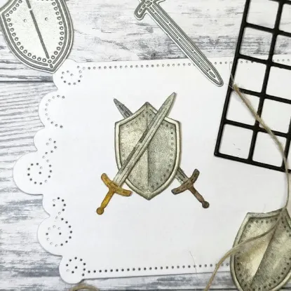 Afbeeldingen van Zwaard en schild - stans - Gummiapan - D240105